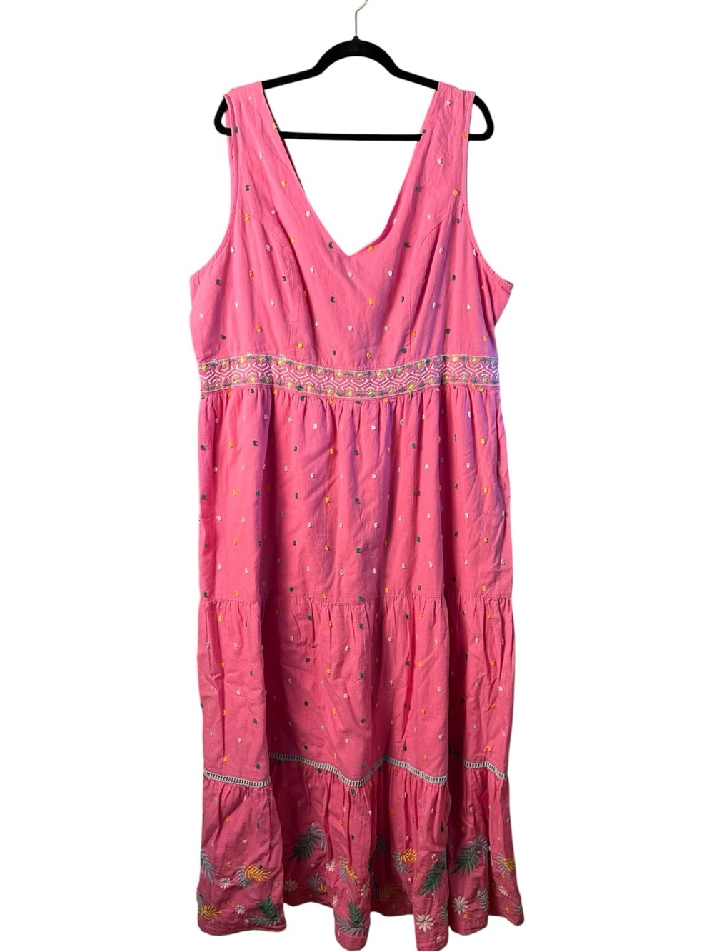 crown & ivy Pink Sleeveless Embroidered Maxi Dress